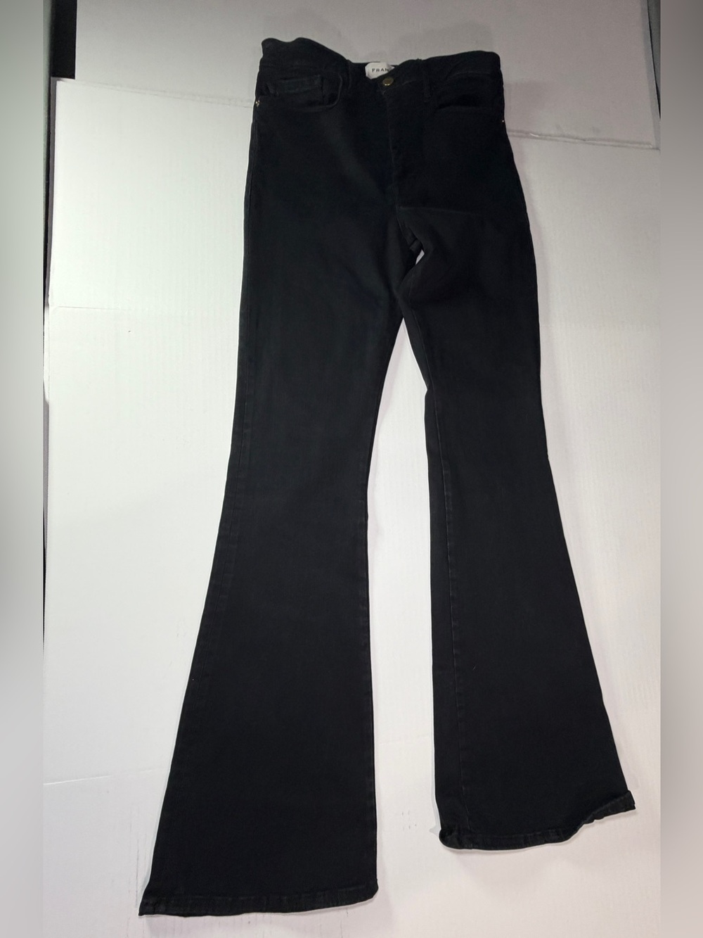 Frame Denim Black Le One Flare Jeans size 2 tall see measurements